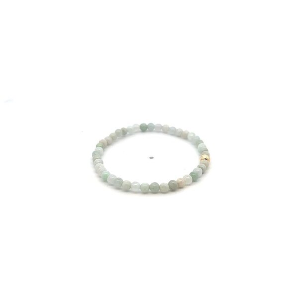 Natural Burmese Jade Gemstones Mini 3.5mm 18K Yellow Gold Bar Faceted Charm Bead - Picture 4 of 5